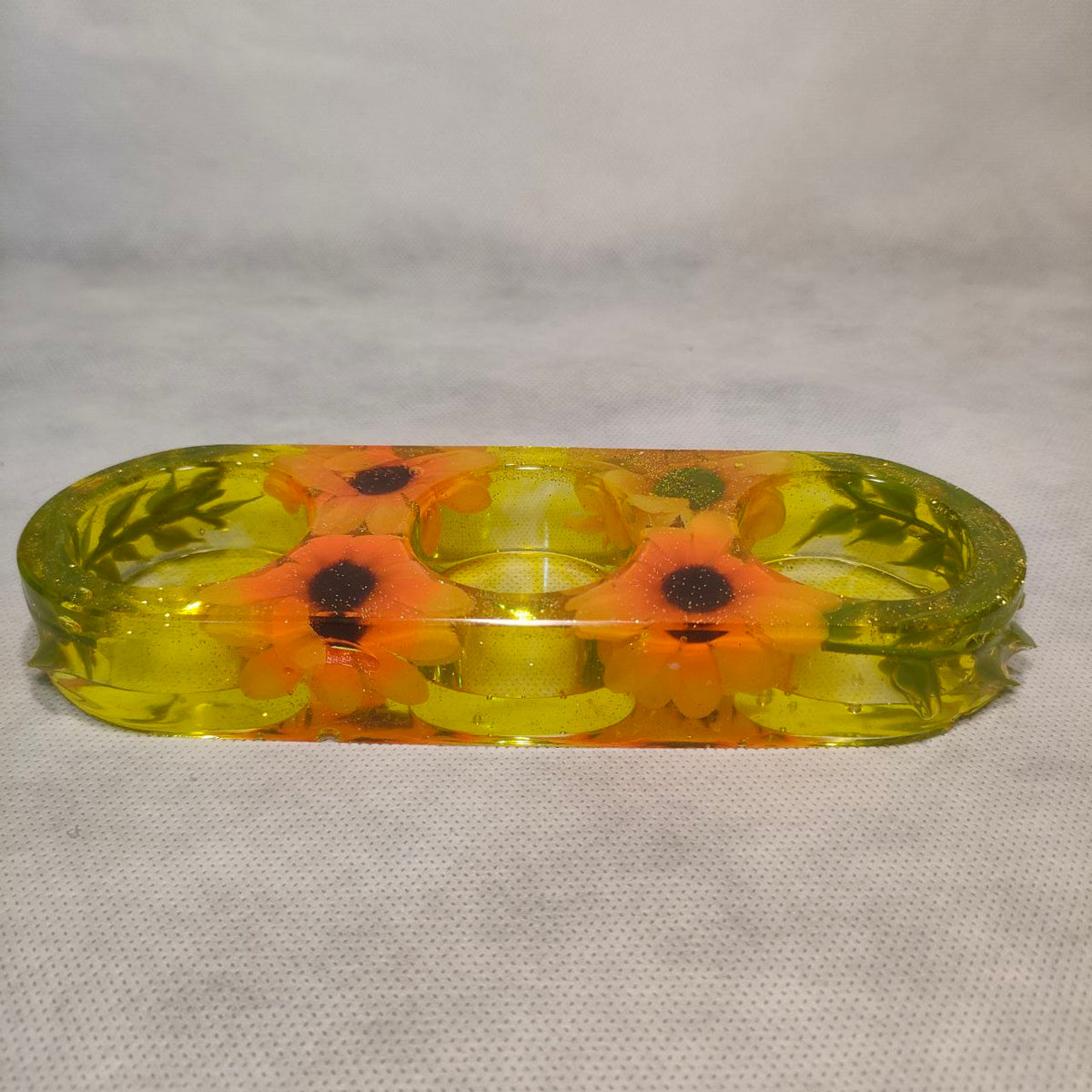 Portacandele - Floreale - Arancione